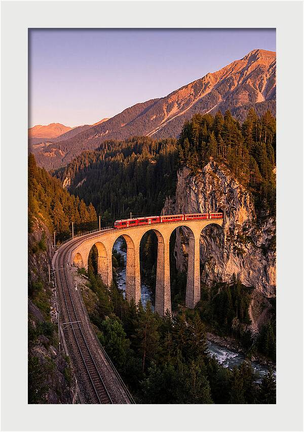 Landwasser Viaduct At Golden Hour