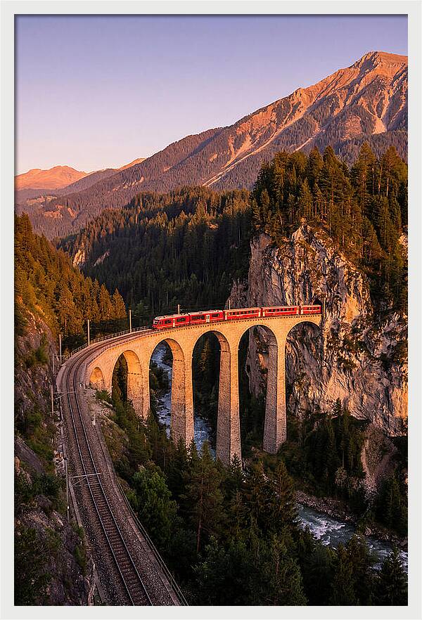 Landwasser Viaduct At Golden Hour