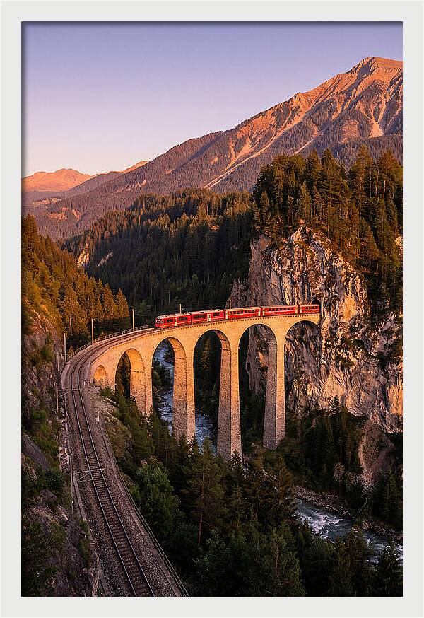Landwasser Viaduct At Golden Hour