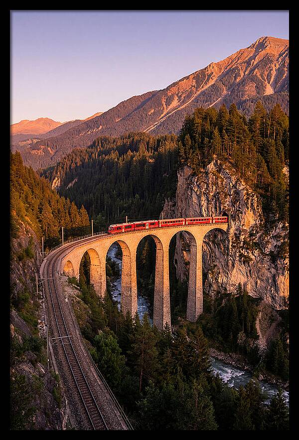 Landwasser Viaduct At Golden Hour