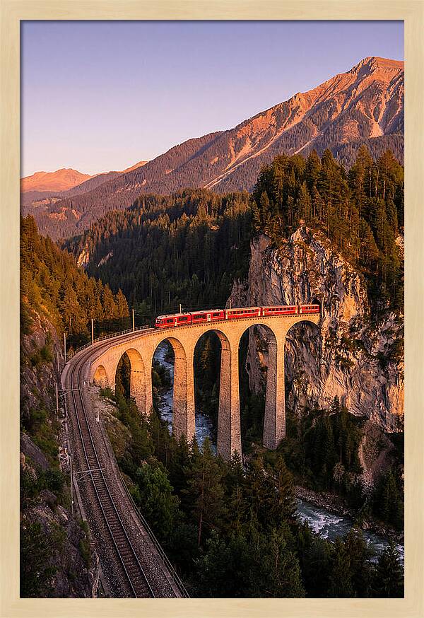 Landwasser Viaduct At Golden Hour