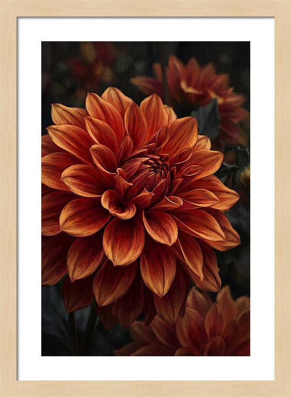 Large Dahlia Bloom In Vivid Orange