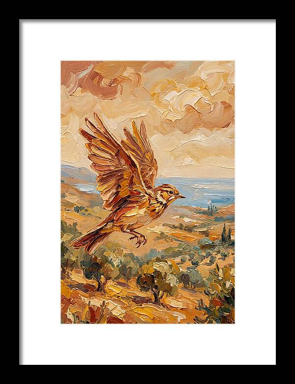 Lark Over Mediterranean Landscape