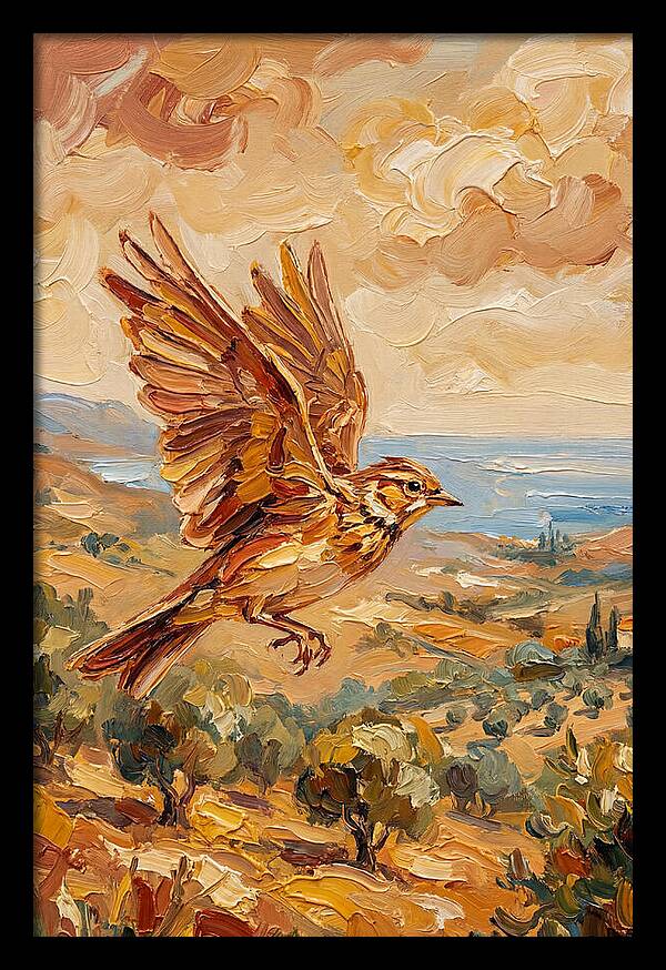 Lark Over Mediterranean Landscape
