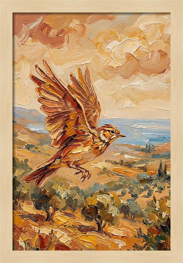 Lark Over Mediterranean Landscape