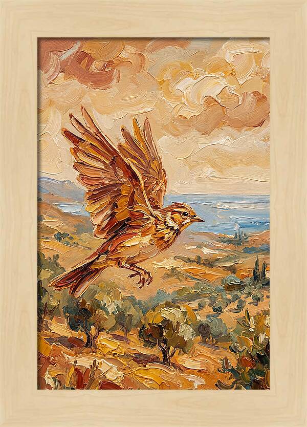 Lark Over Mediterranean Landscape