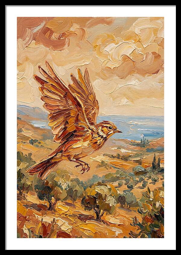 Lark Over Mediterranean Landscape
