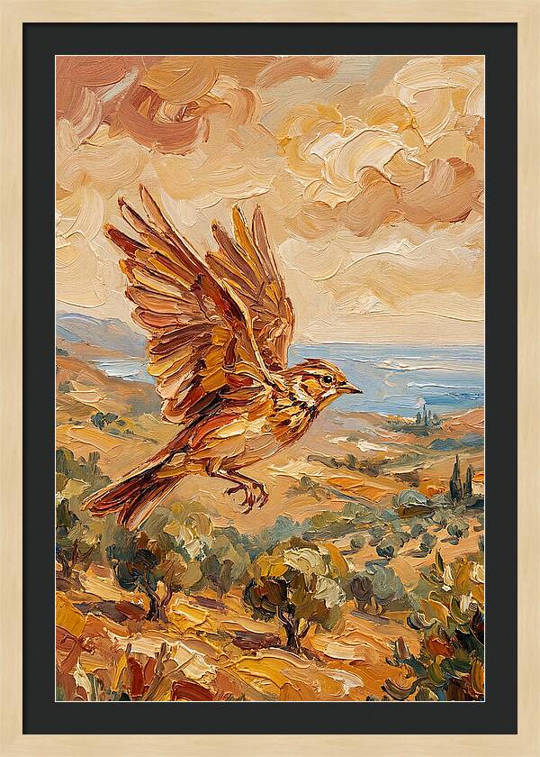 Lark Over Mediterranean Landscape