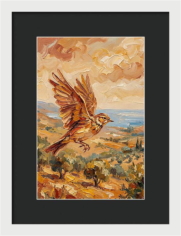 Lark Over Mediterranean Landscape