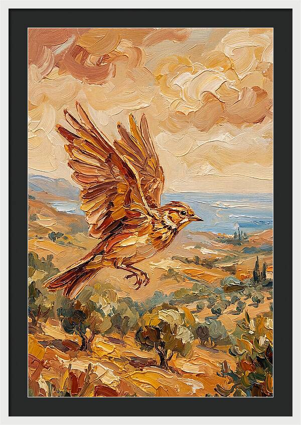 Lark Over Mediterranean Landscape
