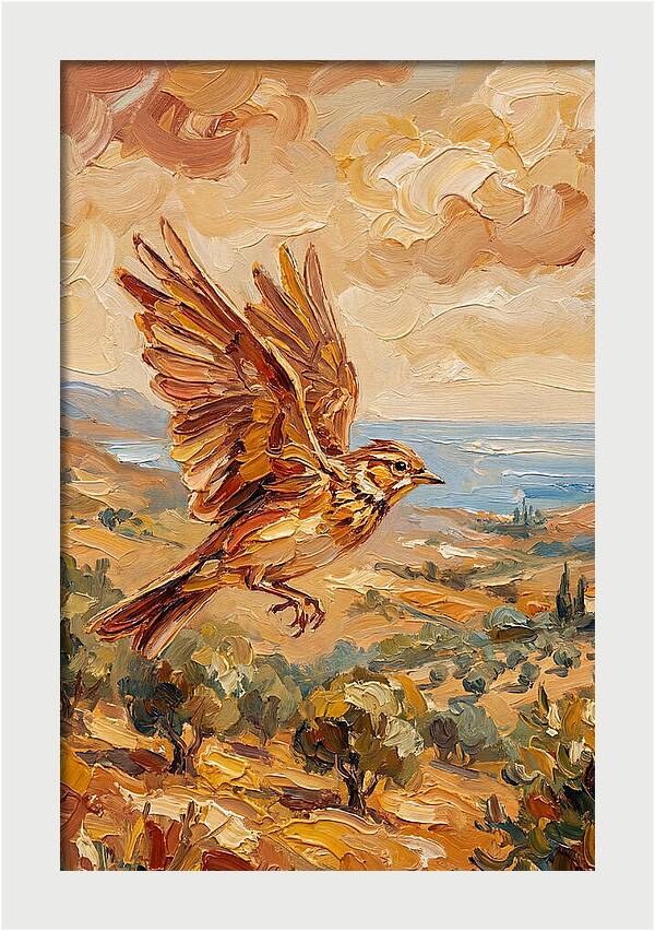 Lark Over Mediterranean Landscape