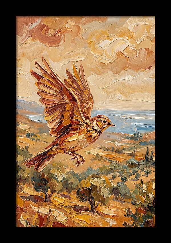 Lark Over Mediterranean Landscape