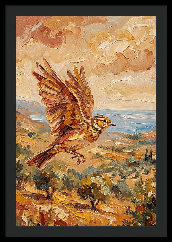 Lark Over Mediterranean Landscape