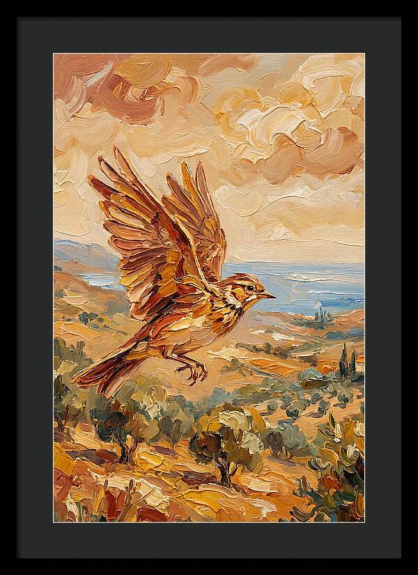 Lark Over Mediterranean Landscape
