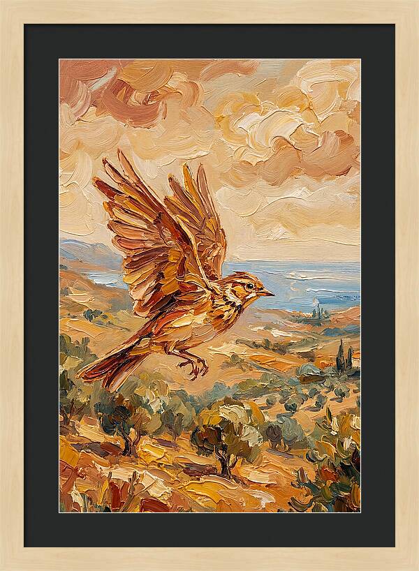 Lark Over Mediterranean Landscape
