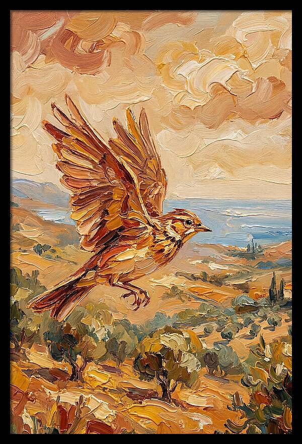 Lark Over Mediterranean Landscape