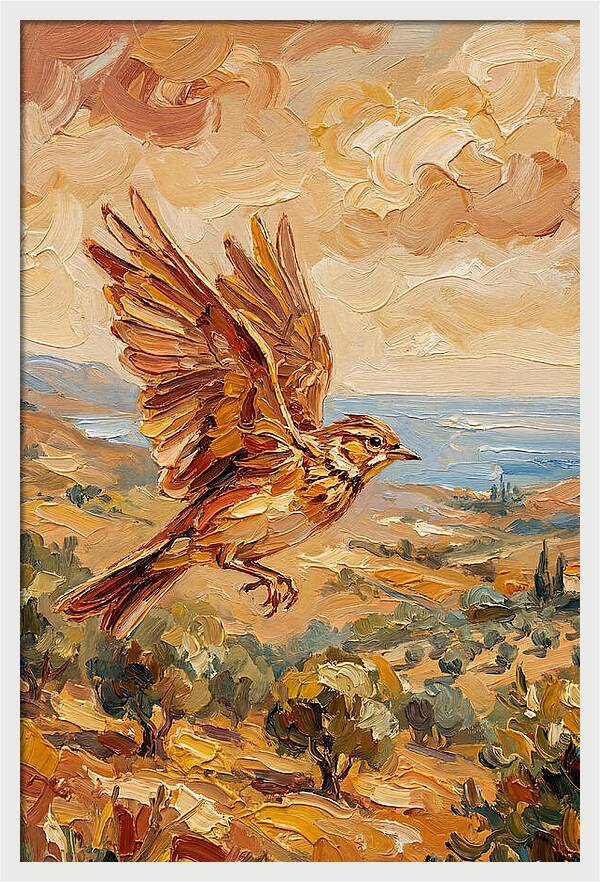 Lark Over Mediterranean Landscape