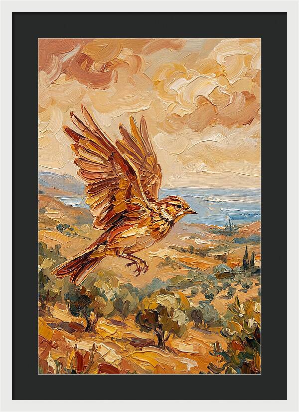 Lark Over Mediterranean Landscape