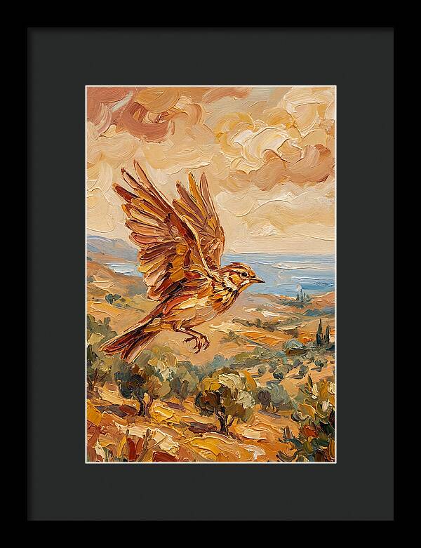 Lark Over Mediterranean Landscape