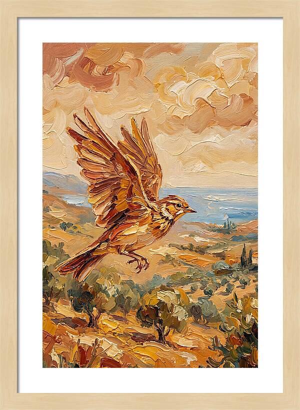 Lark Over Mediterranean Landscape