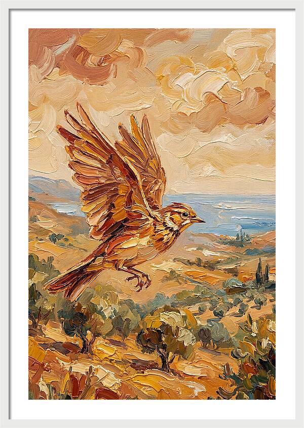 Lark Over Mediterranean Landscape