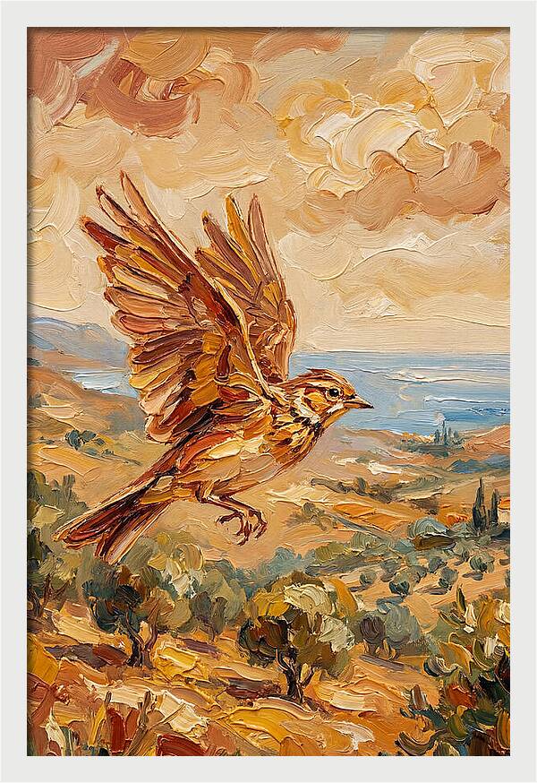 Lark Over Mediterranean Landscape