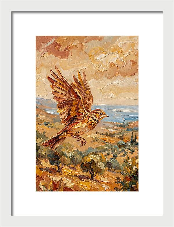 Lark Over Mediterranean Landscape