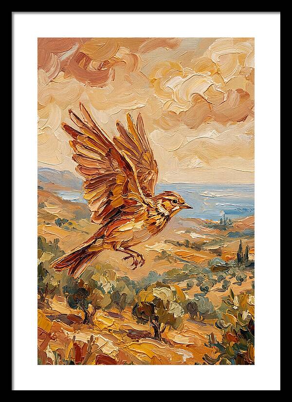 Lark Over Mediterranean Landscape