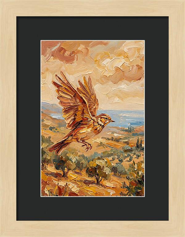 Lark Over Mediterranean Landscape