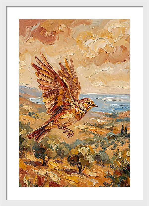 Lark Over Mediterranean Landscape