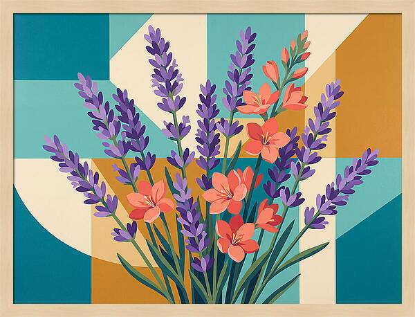 Lavender Blooms In Colorful Harmony