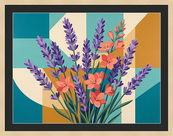 Lavender Blooms In Colorful Harmony