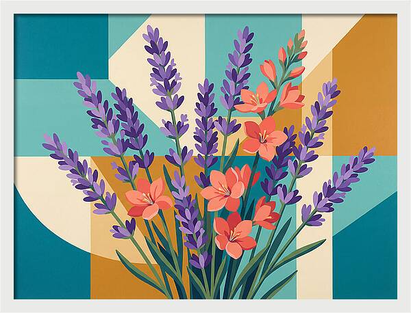 Lavender Blooms In Colorful Harmony