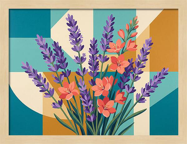 Lavender Blooms In Colorful Harmony