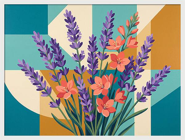 Lavender Blooms In Colorful Harmony