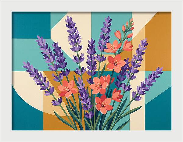 Lavender Blooms In Colorful Harmony