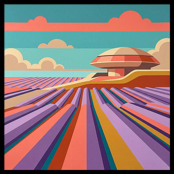 Lavender Fields Under Colorful Skies