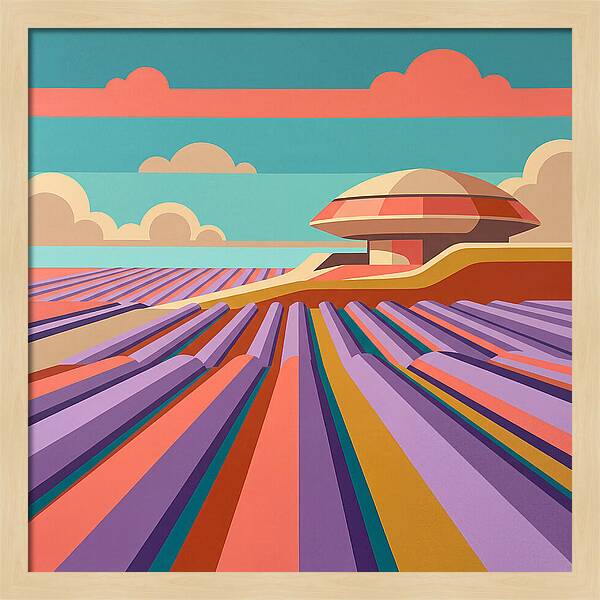 Lavender Fields Under Colorful Skies
