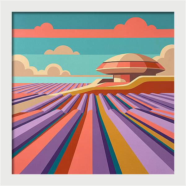 Lavender Fields Under Colorful Skies