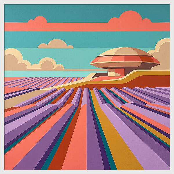 Lavender Fields Under Colorful Skies