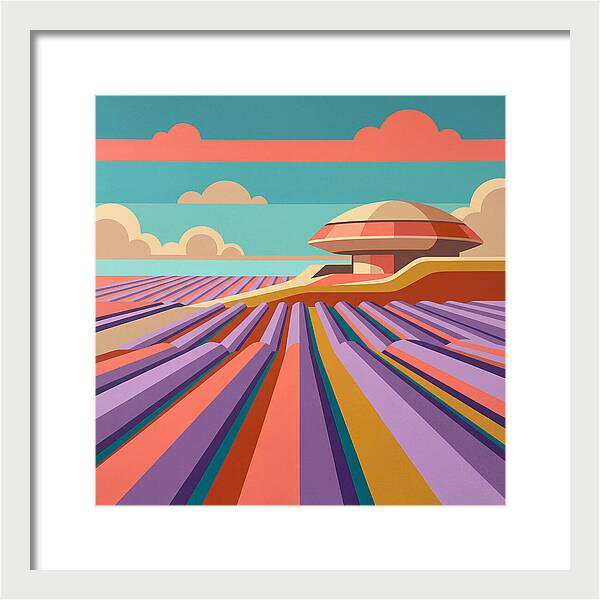 Lavender Fields Under Colorful Skies