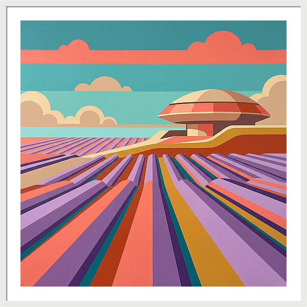 Lavender Fields Under Colorful Skies