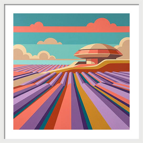 Lavender Fields Under Colorful Skies
