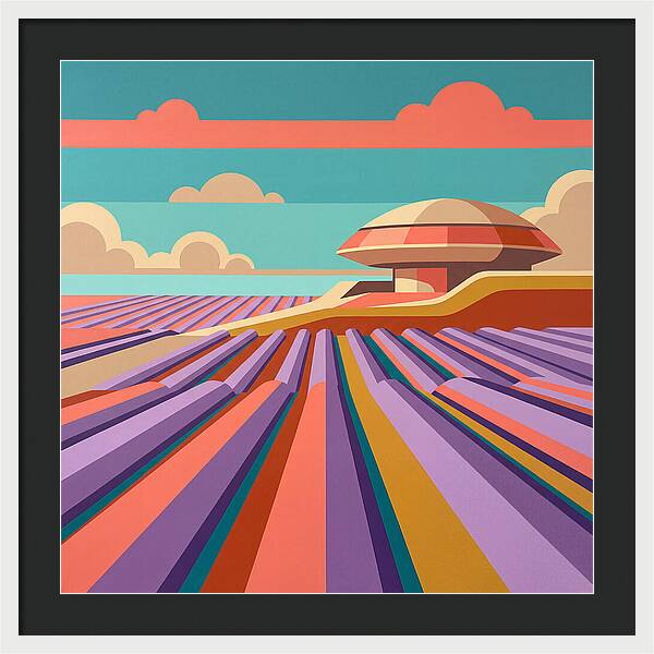 Lavender Fields Under Colorful Skies