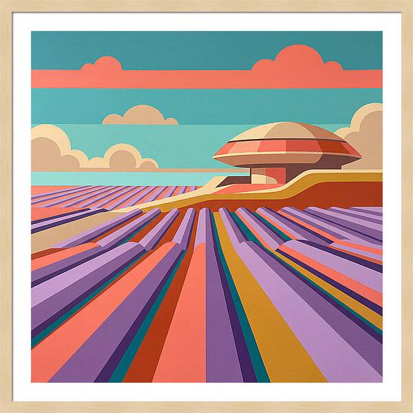 Lavender Fields Under Colorful Skies