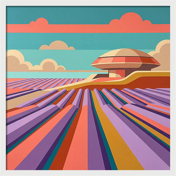 Lavender Fields Under Colorful Skies
