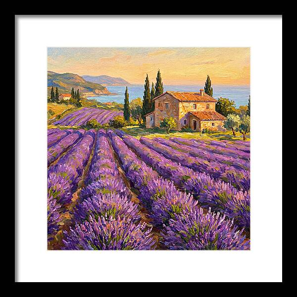 Lavender Fields Under Mediterranean Sky