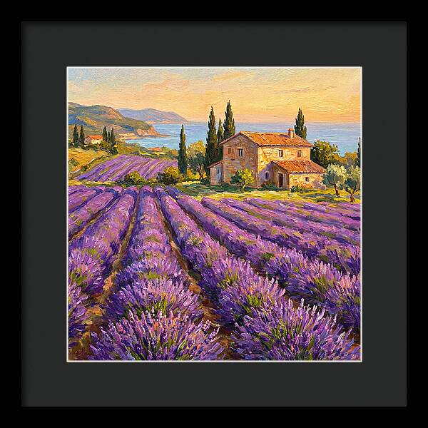 Lavender Fields Under Mediterranean Sky