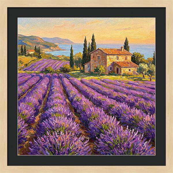 Lavender Fields Under Mediterranean Sky
