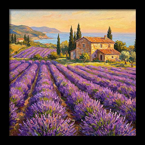 Lavender Fields Under Mediterranean Sky